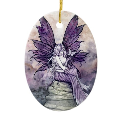 Letting Go Fairy and Butterfly Art Ceramic Ornament