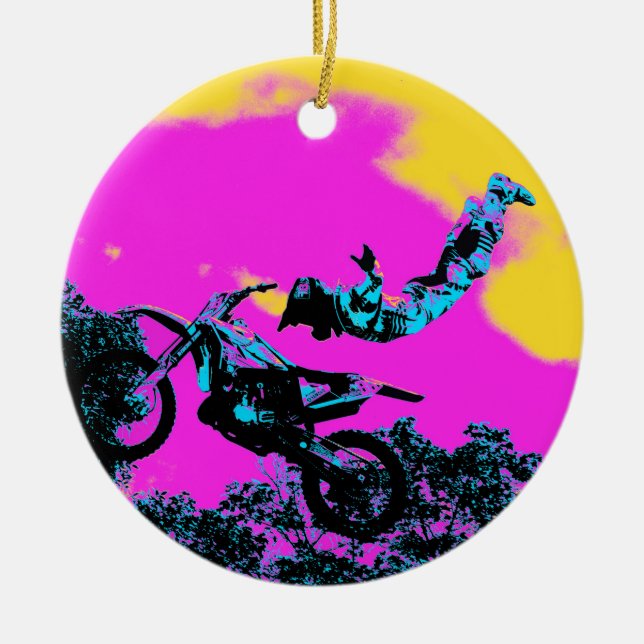 Letting Go - Freestyle Motocross Stunt Ceramic Ornament (Front)