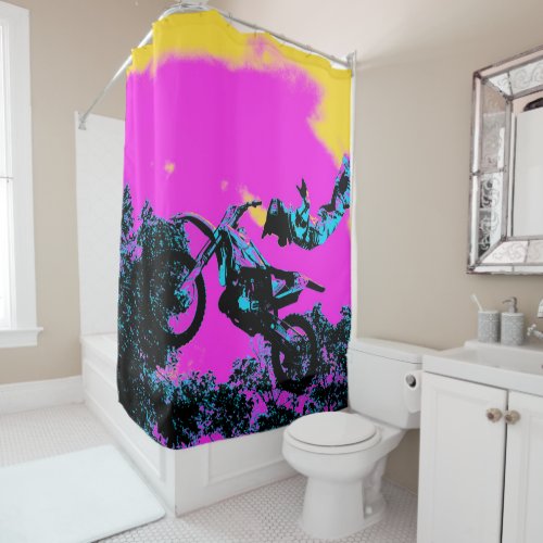 Letting Go _ Freestyle Motocross Stunt Shower Curtain