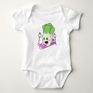 Lettuce as Skier with Ski Baby Bodysuit