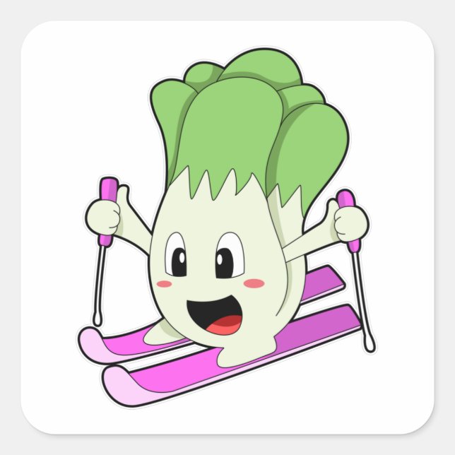 Lettuce as Skier with Ski Square Sticker (Front)