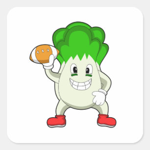 Lettuce at Football Sports Square Sticker