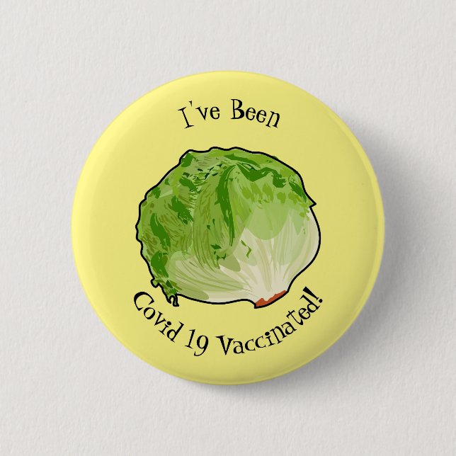 Lettuce cartoon illustration  button (Front)
