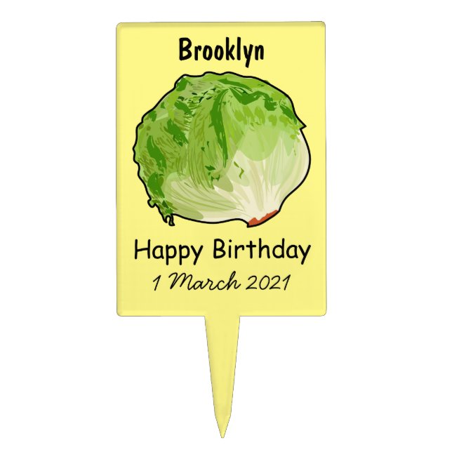 Lettuce cartoon illustration  cake topper (Front)