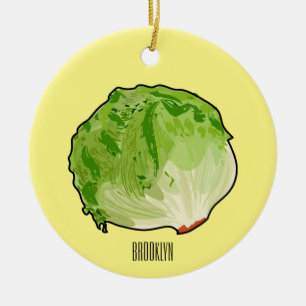 Lettuce cartoon illustration  ceramic ornament