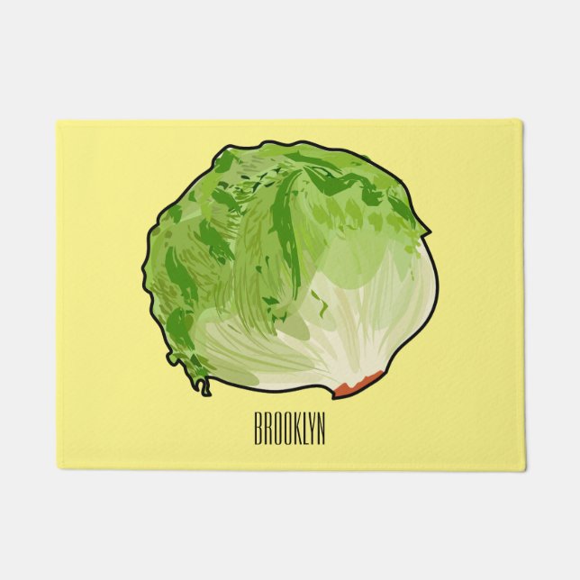 Lettuce cartoon illustration  doormat (Front)