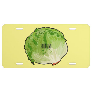 Lettuce cartoon illustration license plate