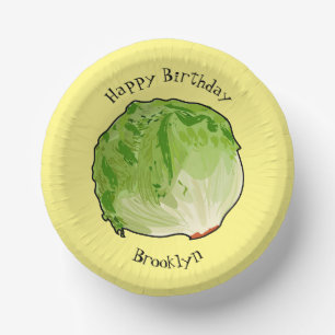 Lettuce cartoon illustration  paper bowls