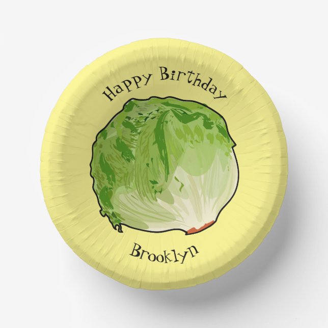 Lettuce cartoon illustration  paper bowls (Front)