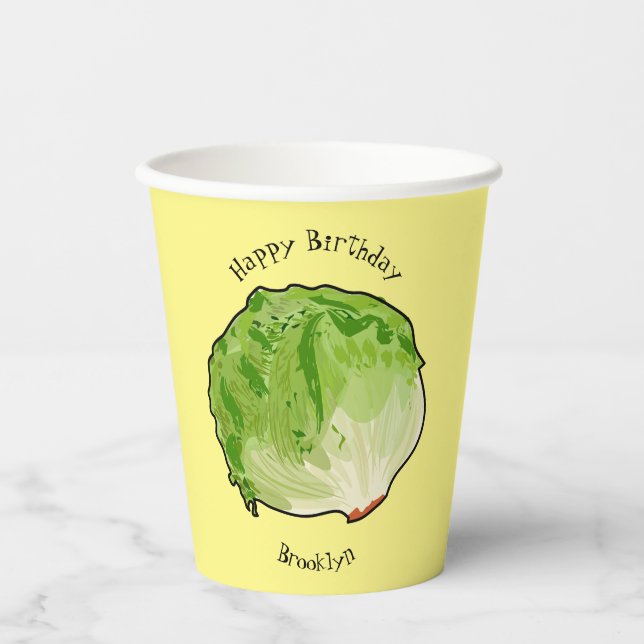 Lettuce cartoon illustration  paper cups (Front)