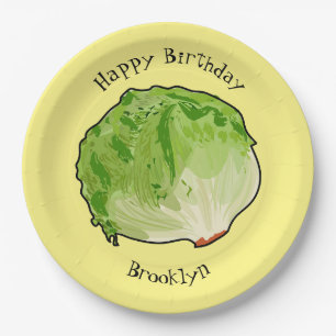Lettuce cartoon illustration  paper plates
