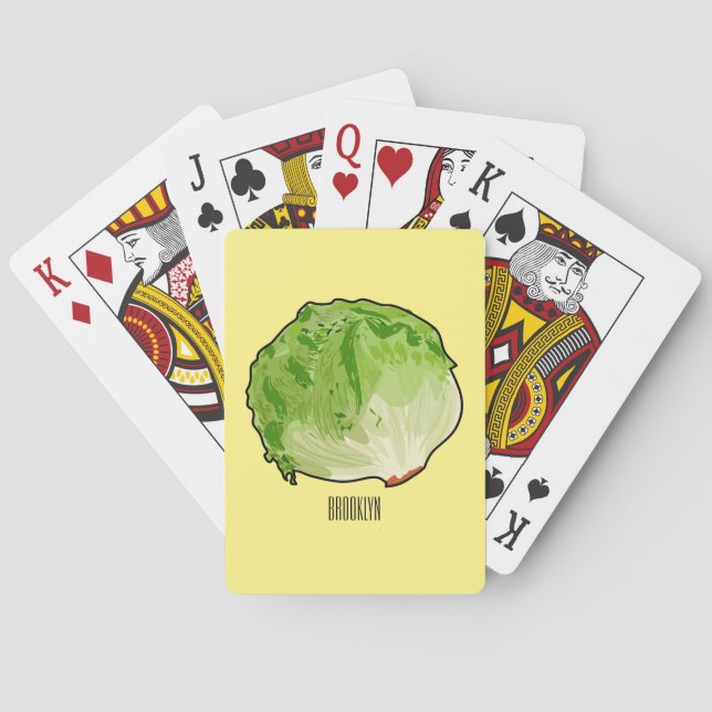 Lettuce cartoon illustration  poker cards (Back)