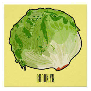 Lettuce cartoon illustration poster