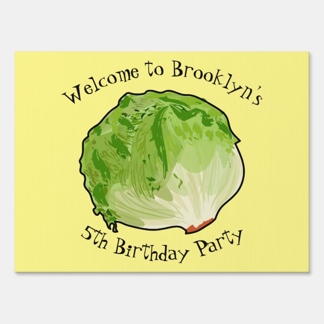 Lettuce cartoon illustration  sign (Front)