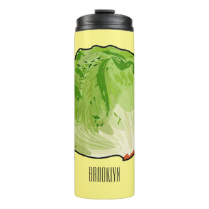 Lettuce cartoon illustration  thermal tumbler