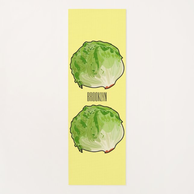 Lettuce cartoon illustration  yoga mat (Front)