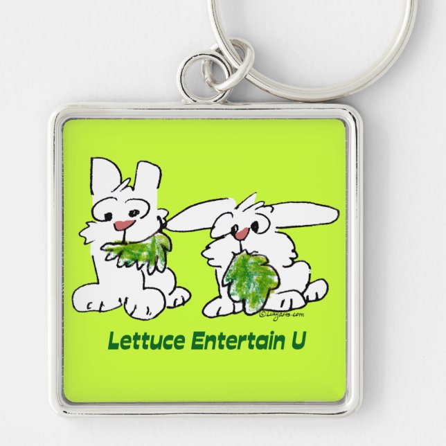 Lettuce Entertain U Cartoon Rabbits Keychain (Front)