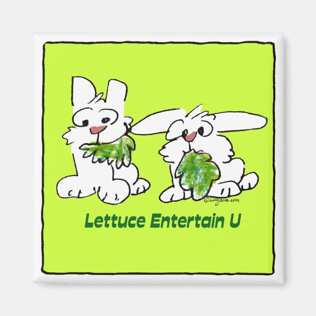 Lettuce Entertain U Cartoon Rabbits Magnet (Front)
