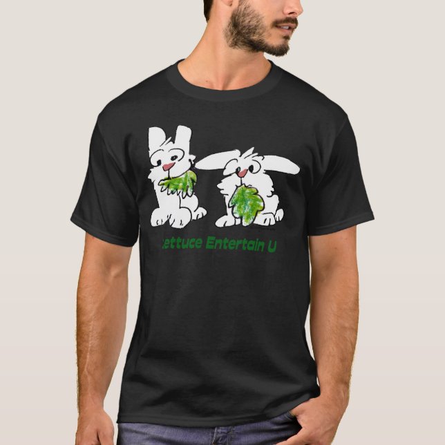 Lettuce Entertain U Cartoon Rabbits T-Shirt (Front)