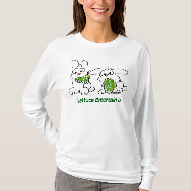 Lettuce Entertain U Cartoon Rabbits T-Shirt (Front)