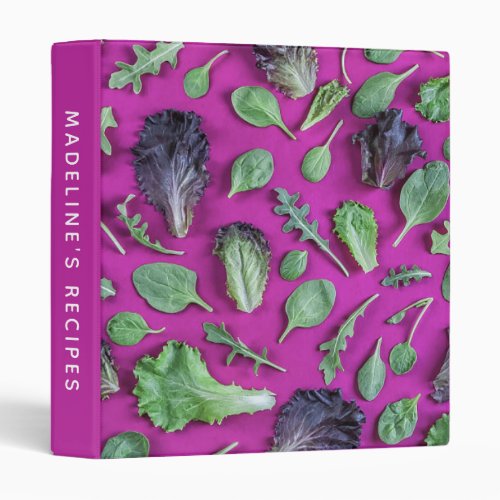Lettuce Greens on Purple  Add Your Name 3 Ring Binder