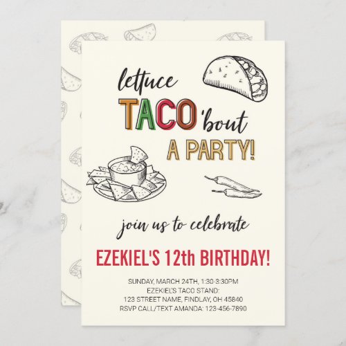 Lettuce Taco bout a Party Birthday Invitation