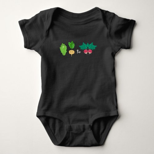 Lettuce turnip beet Turn Up Beat Vegan Pun Baby Bodysuit