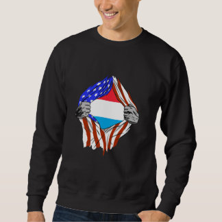 Letzebuerg USA America Luxembourg Flag Chest Luxem Sweatshirt