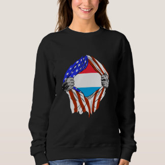 Letzebuerg USA America Luxembourg Flag Chest Luxem Sweatshirt
