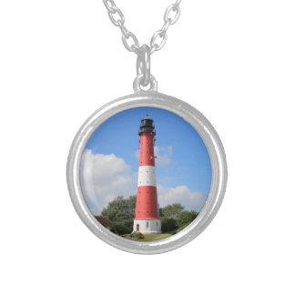 Leuchtturm auf Insel Pellworm im Sommer Silver Plated Necklace