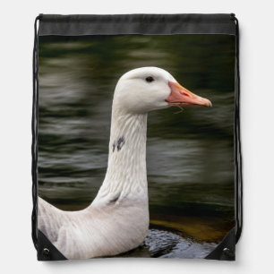 Leucistic Canadian Goose Drawstring Bag