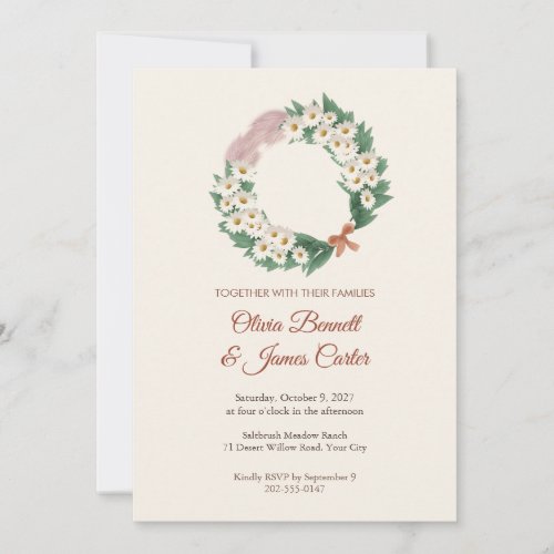 Leucochrysum Open Wreath Wedding Invitation