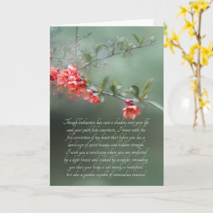 Leukaemia Get Well Quince Blossoms Card