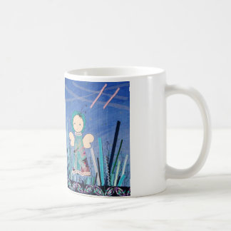 leuke drinkbeker met klein grappig engeltje blauw coffee mug