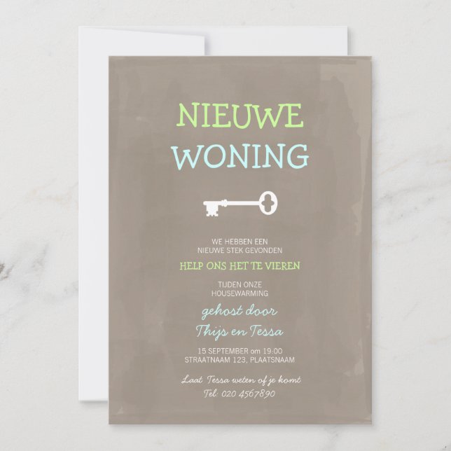 Leuke uitnodiging housewarming party invitation (Front)