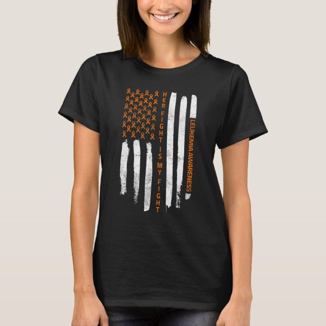Leukemia 4th Of July Orange Awareness Ribbon Ameri T-Shirt (Front)