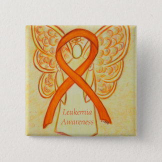 Leukemia Angel Orange Awareness Ribbon Art Pins
