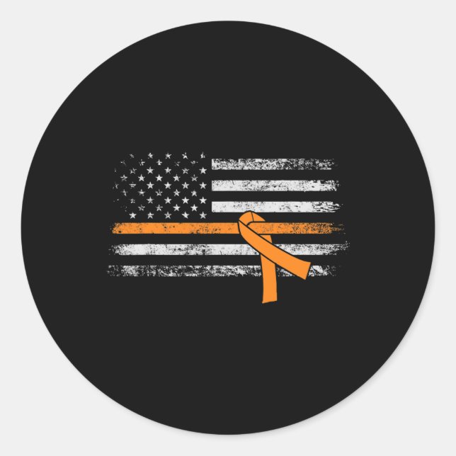 Leukemia Awareness American Flag  Classic Round Sticker (Front)
