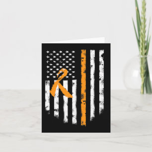 Leukemia Awareness American Flag Orange Ribbon Te Card