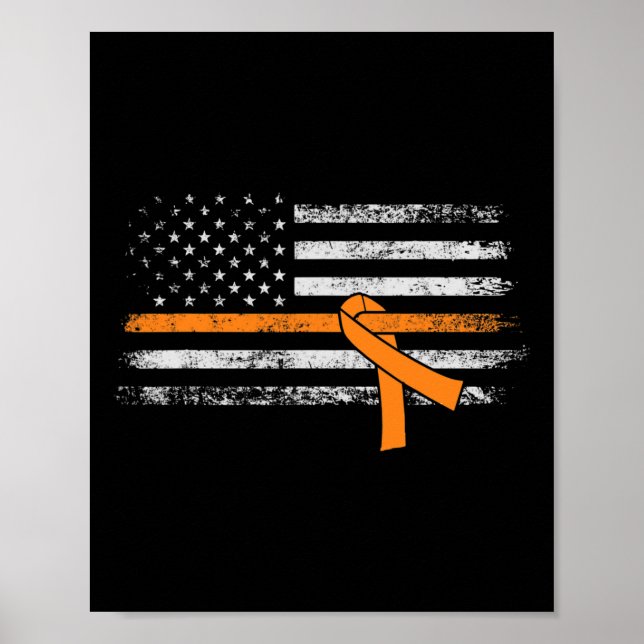 Leukemia Awareness American Flag  Poster (Front)