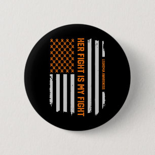 Leukemia Awareness American Flag Tee Gift  Button