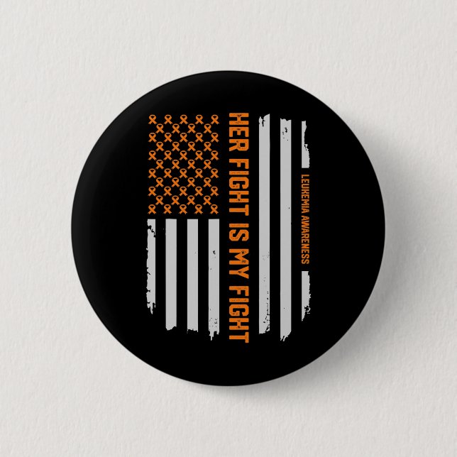 Leukemia Awareness American Flag Tee Gift  Button (Front)