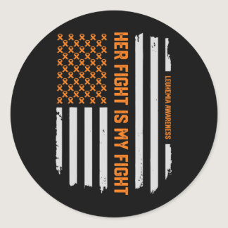Leukemia Awareness American Flag Tee Gift  Classic Round Sticker