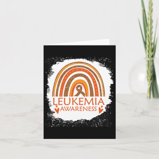Leukemia Awareness Bleached Rainbow Orange Ribbon  Card (Front)