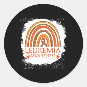 Leukemia Awareness Bleached Rainbow Orange Ribbon  Classic Round Sticker