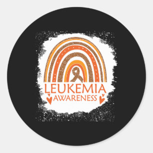Leukemia Awareness Bleached Rainbow Orange Ribbon Classic Round Sticker