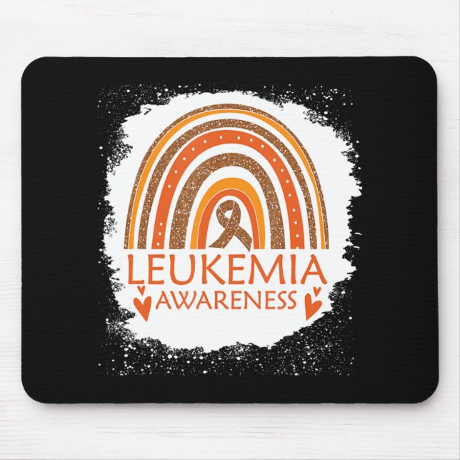 Leukemia Awareness Bleached Rainbow Orange Ribbon  Mouse Pad (Front)