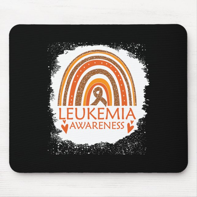 Leukemia Awareness Bleached Rainbow Orange Ribbon  Mouse Pad (Front)
