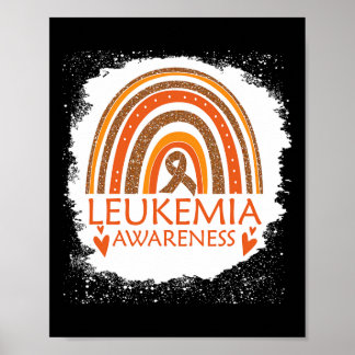 Leukemia Awareness Bleached Rainbow Orange Ribbon  Poster