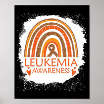 Leukemia Awareness Bleached Rainbow Orange Ribbon  Poster